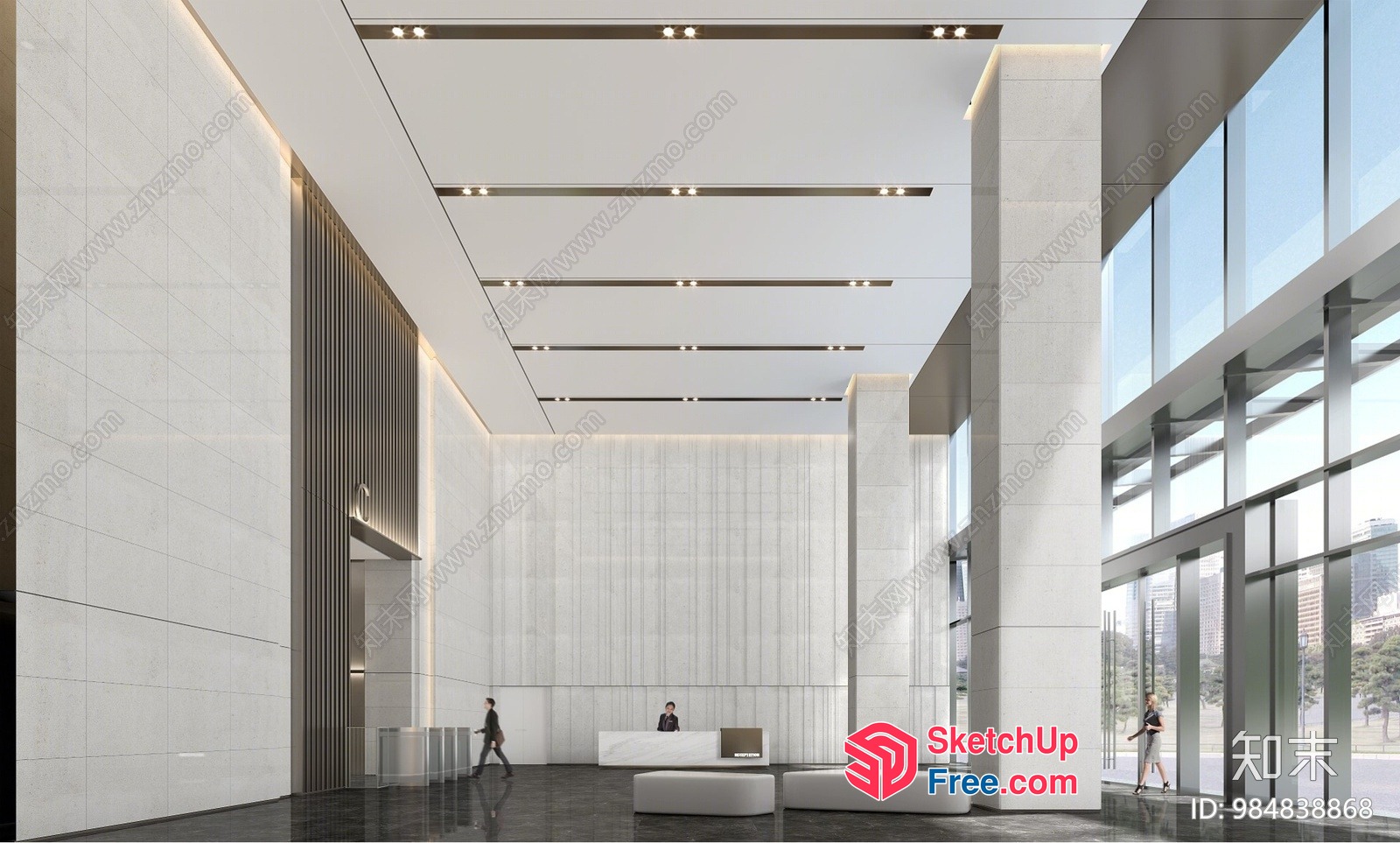 Modern Minimalist Office Building Lobby 3D SketchUp File