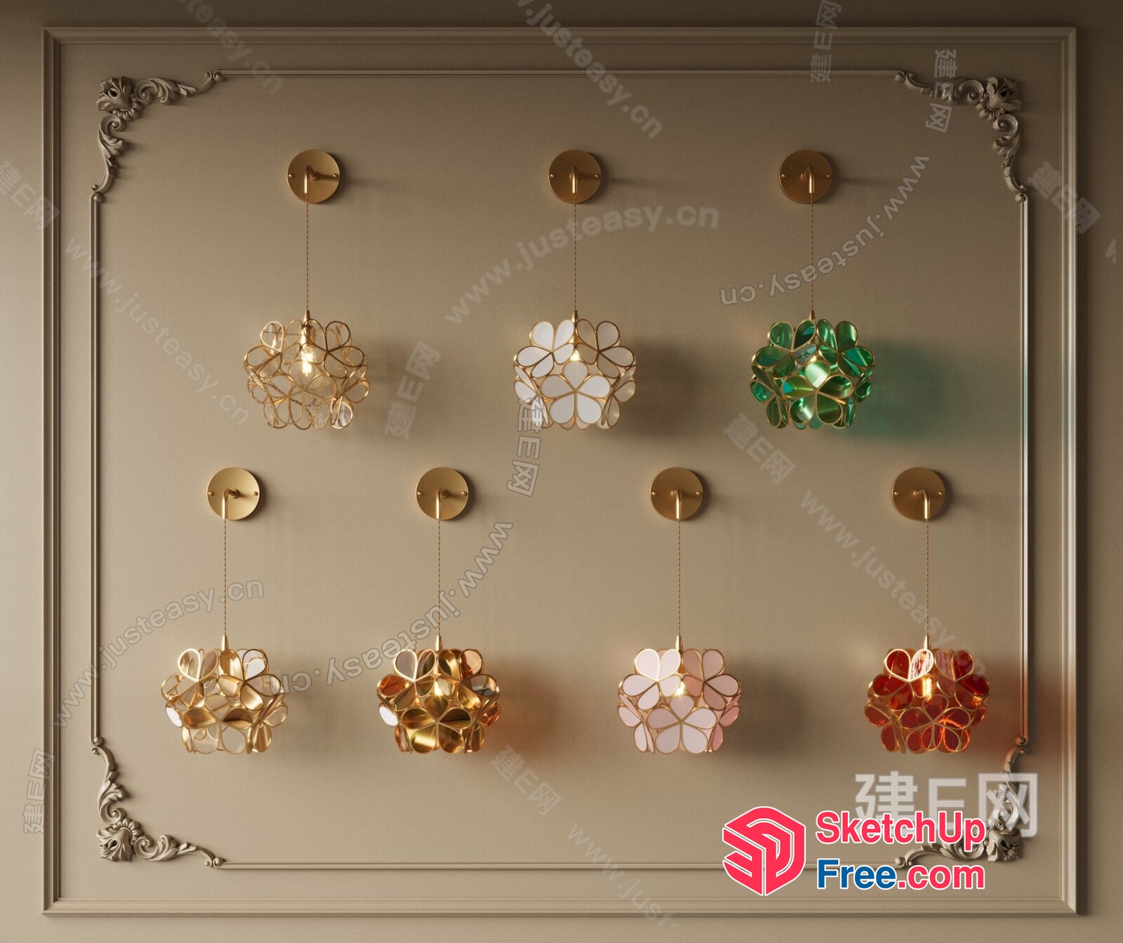 Ornate Floral Lighting Fixtures 3D SketchUp File
