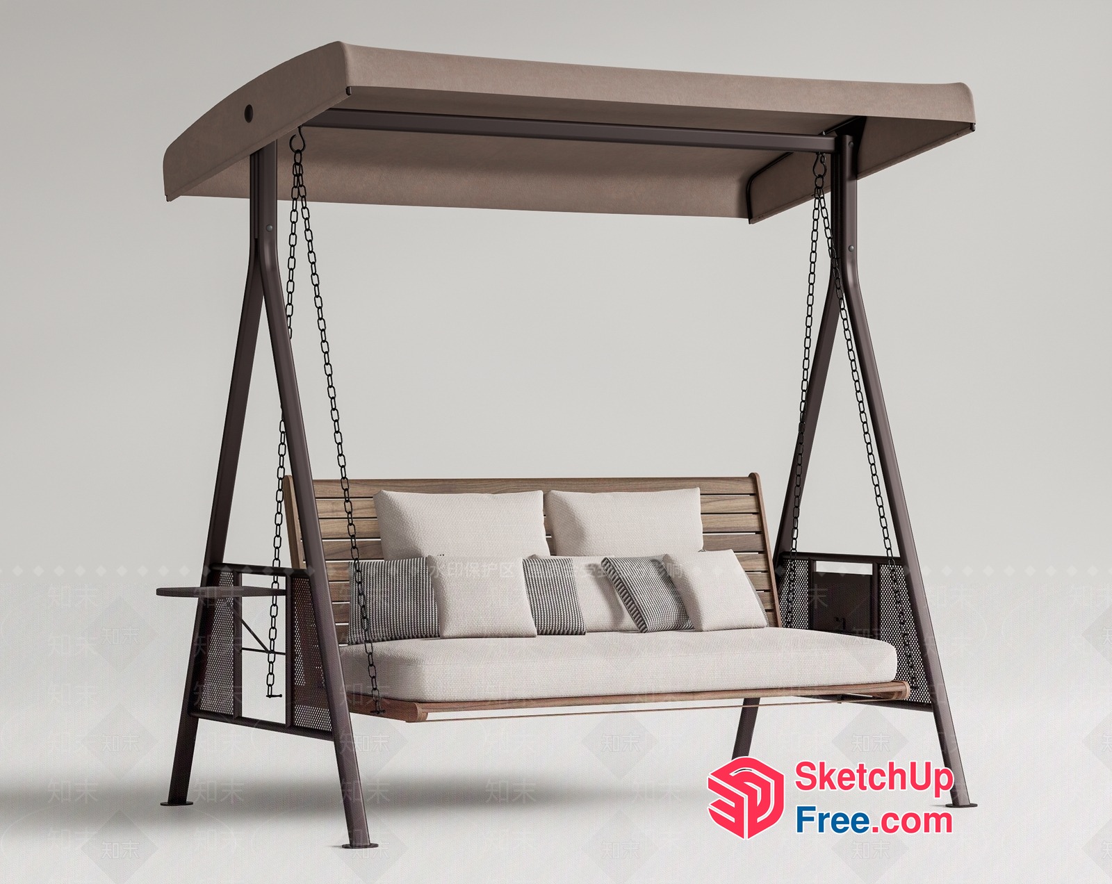 Elegant Outdoor Swing With Canopy And Cushions 3D SketchUp File