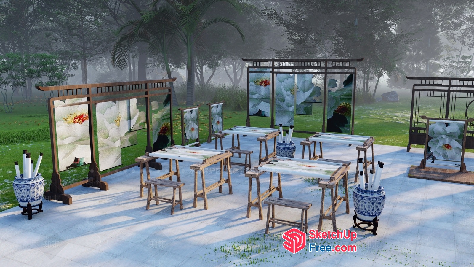 Serene Outdoor Gathering Space 3D SketchUp File
