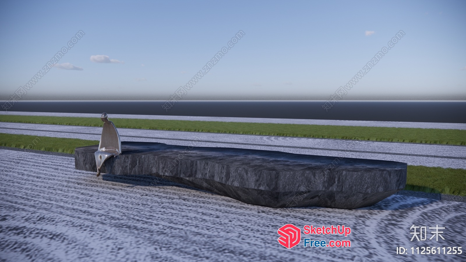 A Large Stone Platform With A Metal Object 3D SketchUp File