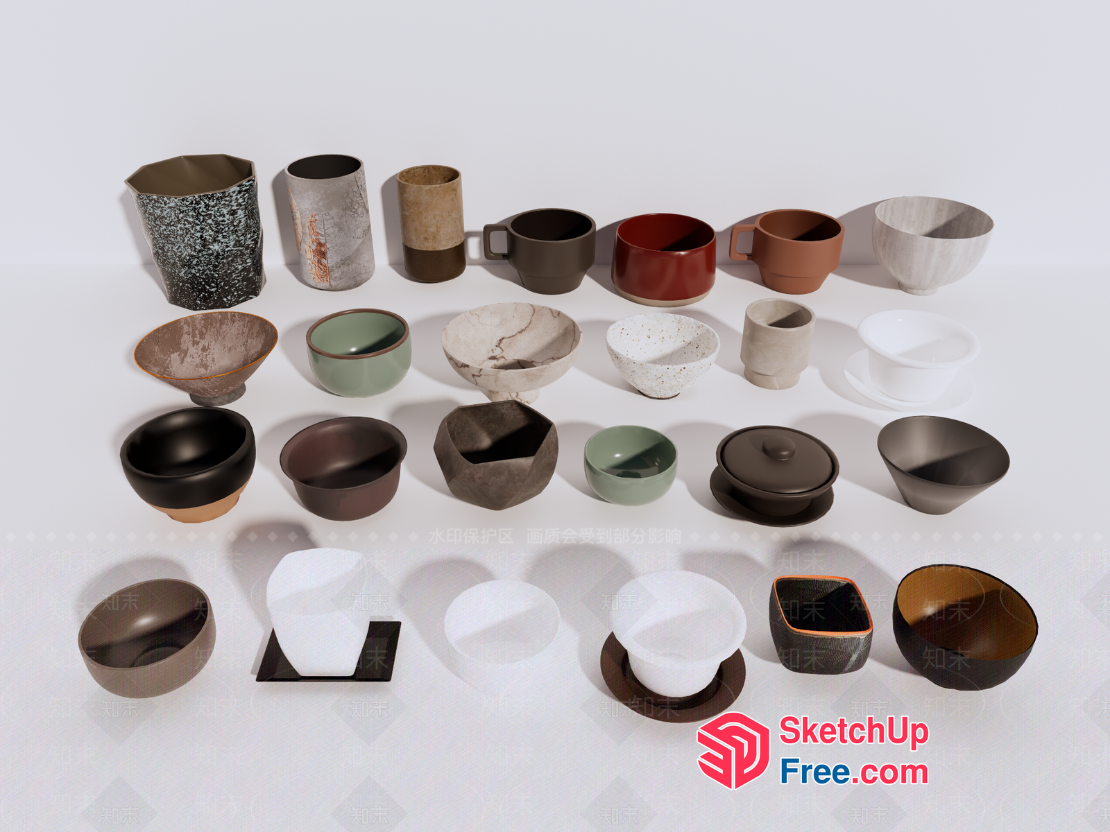 Assorted Ceramic Tableware And Decorative Items 3D SketchUp File