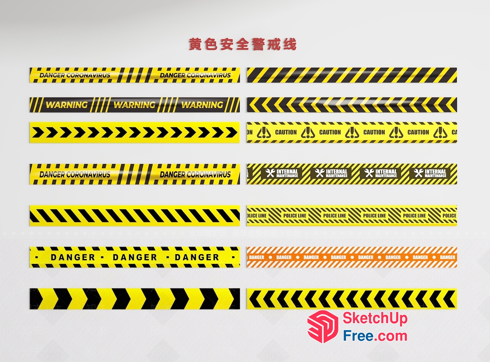 Warning Tape Collection 3D SketchUp File