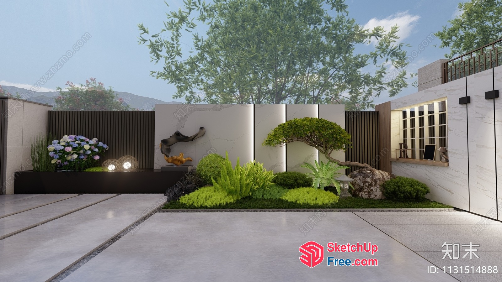 Modern Japanese-Inspired Garden With Natural Elements 3D SketchUp File