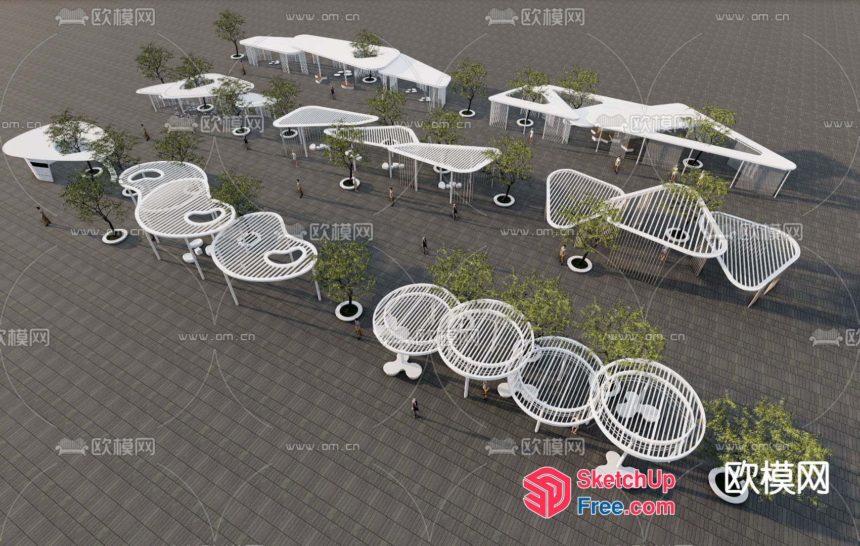 Modern White Outdoor Furniture Arrangement 3D SketchUp File
