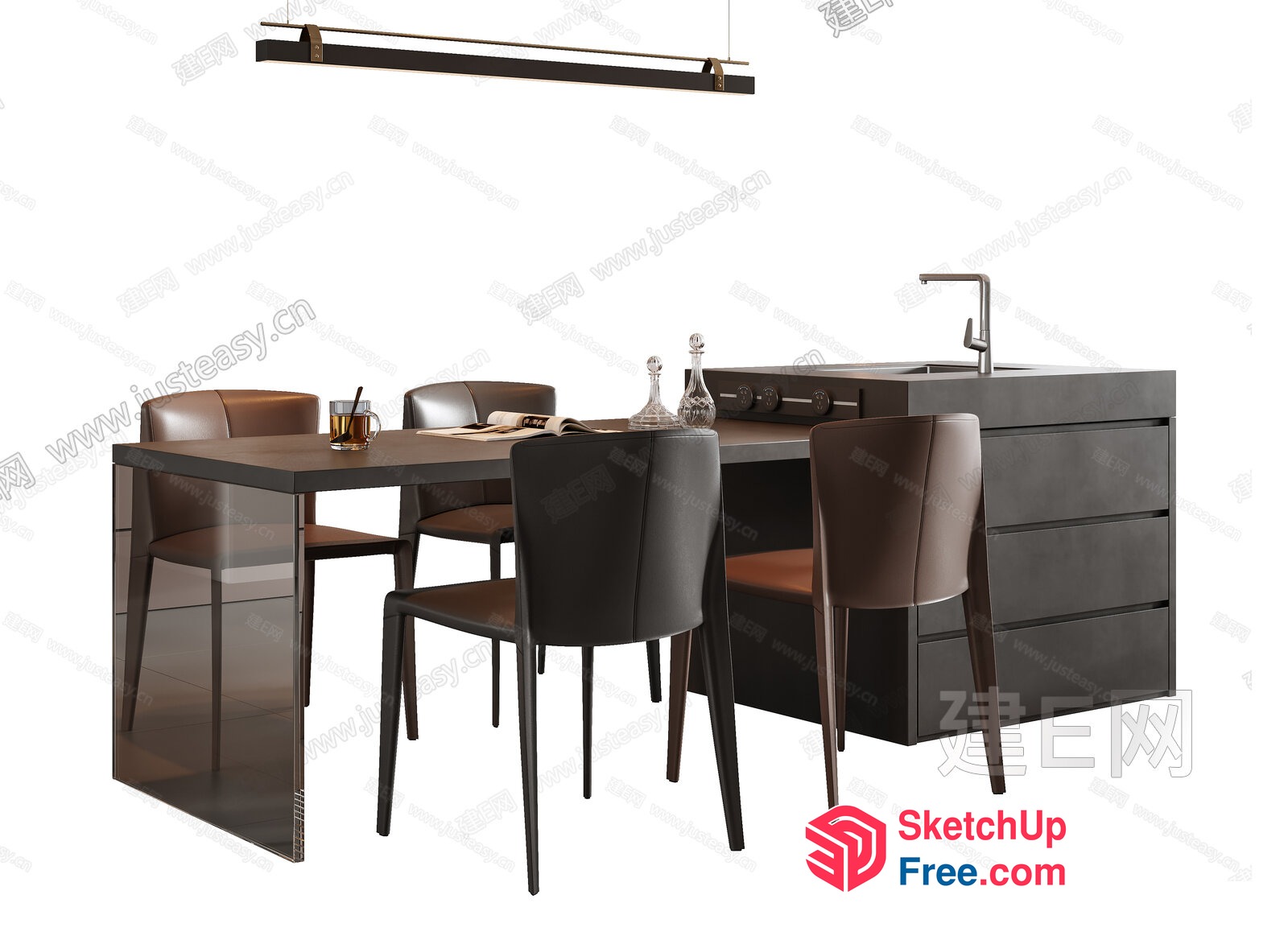 Modern Kitchen Dining Area With Sleek Furniture 3D SketchUp File