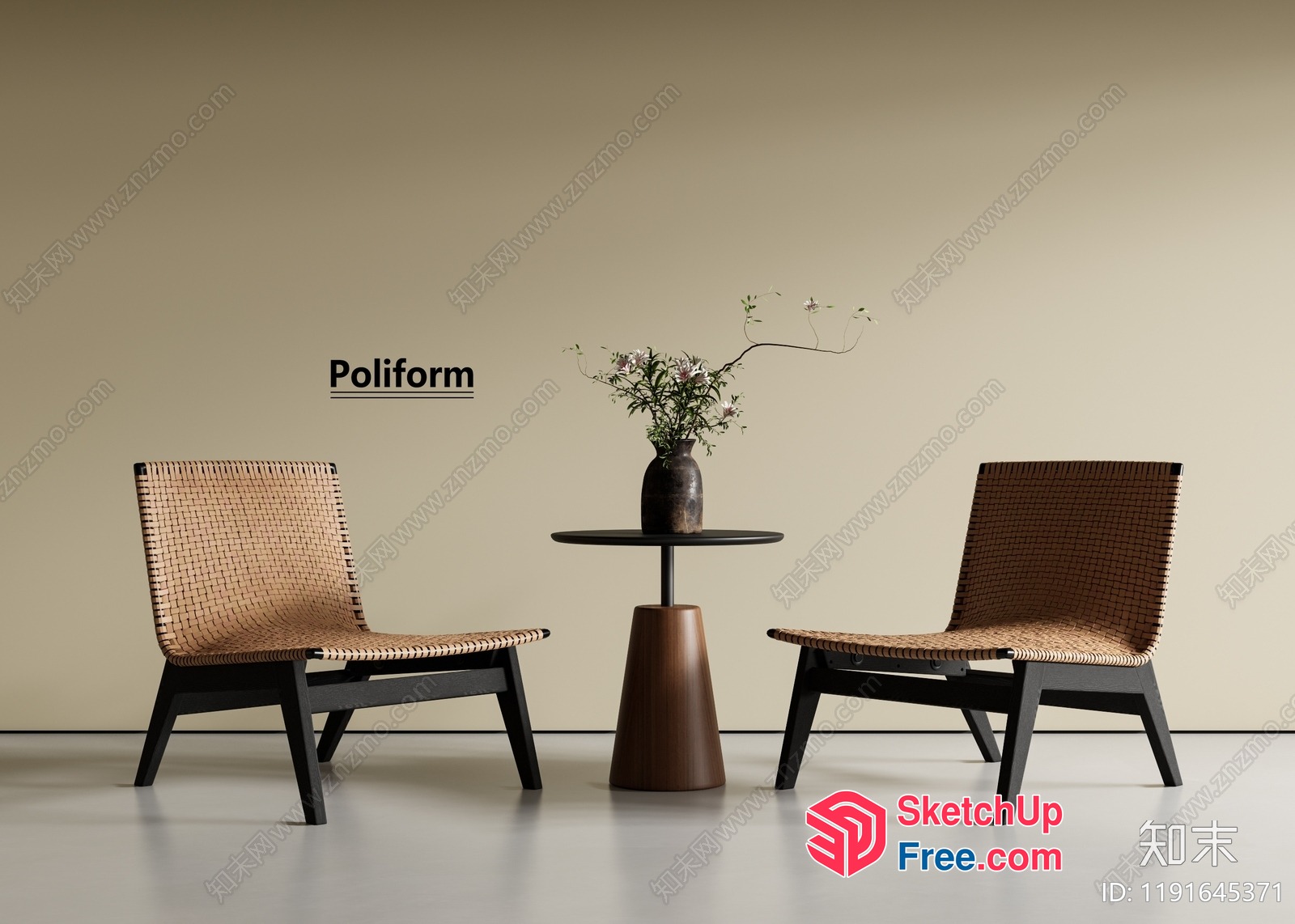 Poliform Chairs And Table 3D SketchUp File