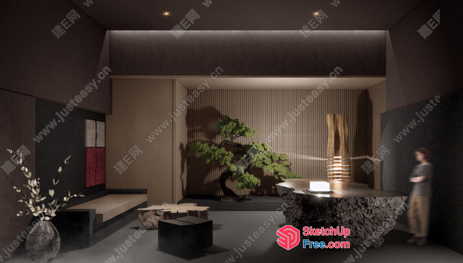 Japanese Style Interior Design With Wabi-Sabi Aesthetic 3D SketchUp File