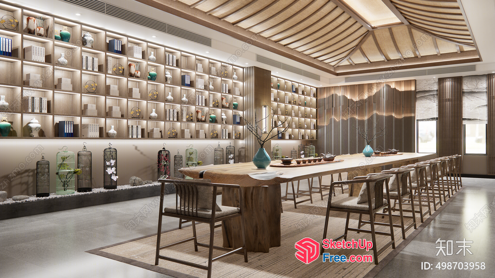Modern Asian-Inspired Dining Room 3D SketchUp File