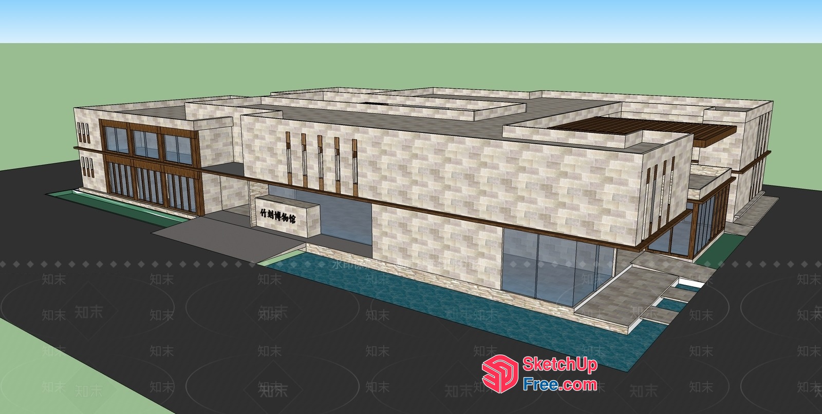 Modern Villa Exterior Design With Glass Curtain Wall 3D SketchUp File