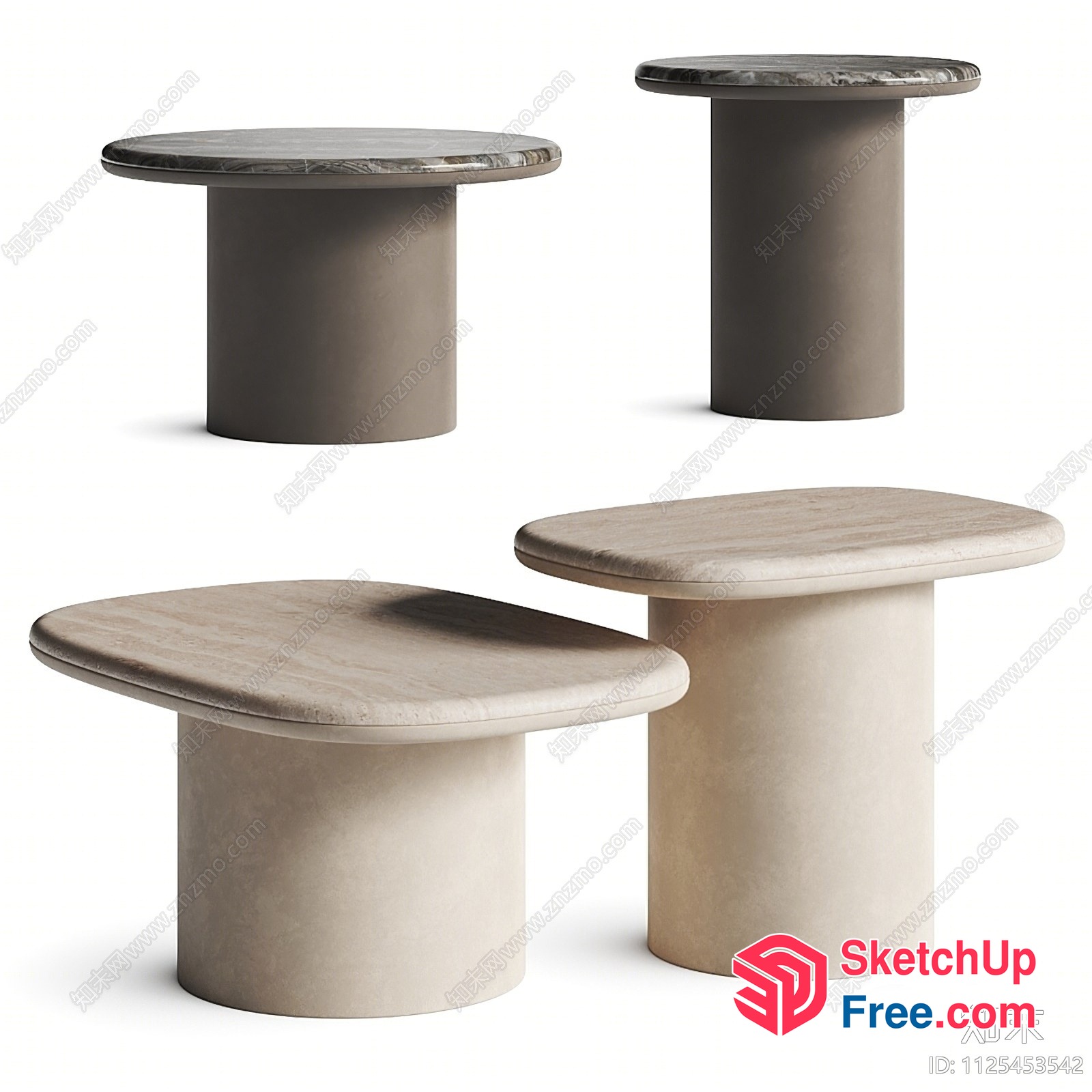 Minimalist Modern Pillar Tables 3D SketchUp File