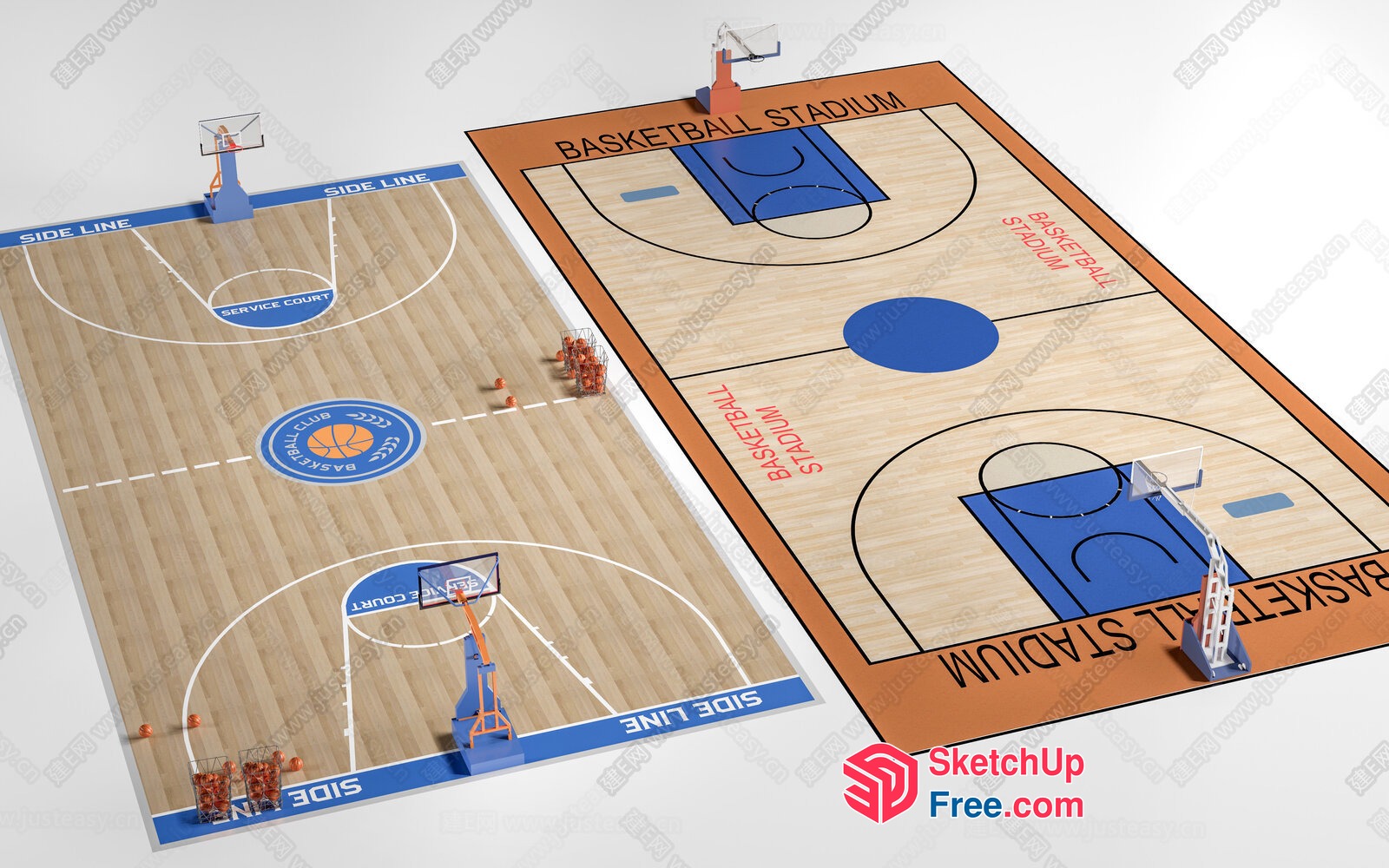 Basketball Court Layout 3D SketchUp File
