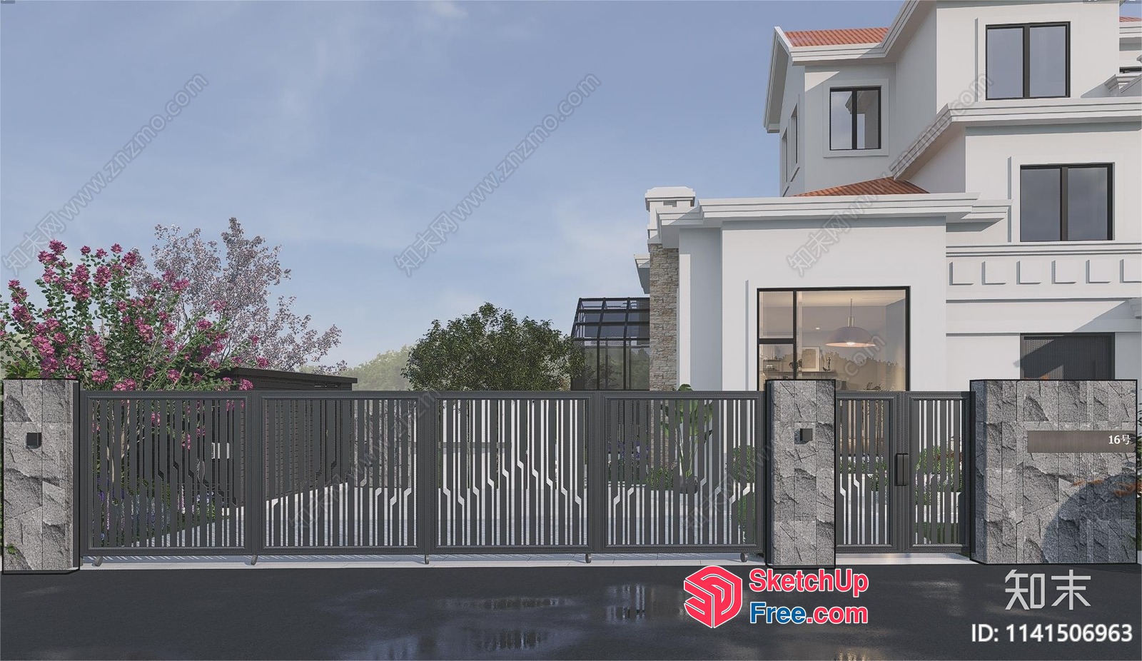 Modern Villa Exterior With Sleek Railing And Elegant Decor 3D SketchUp File