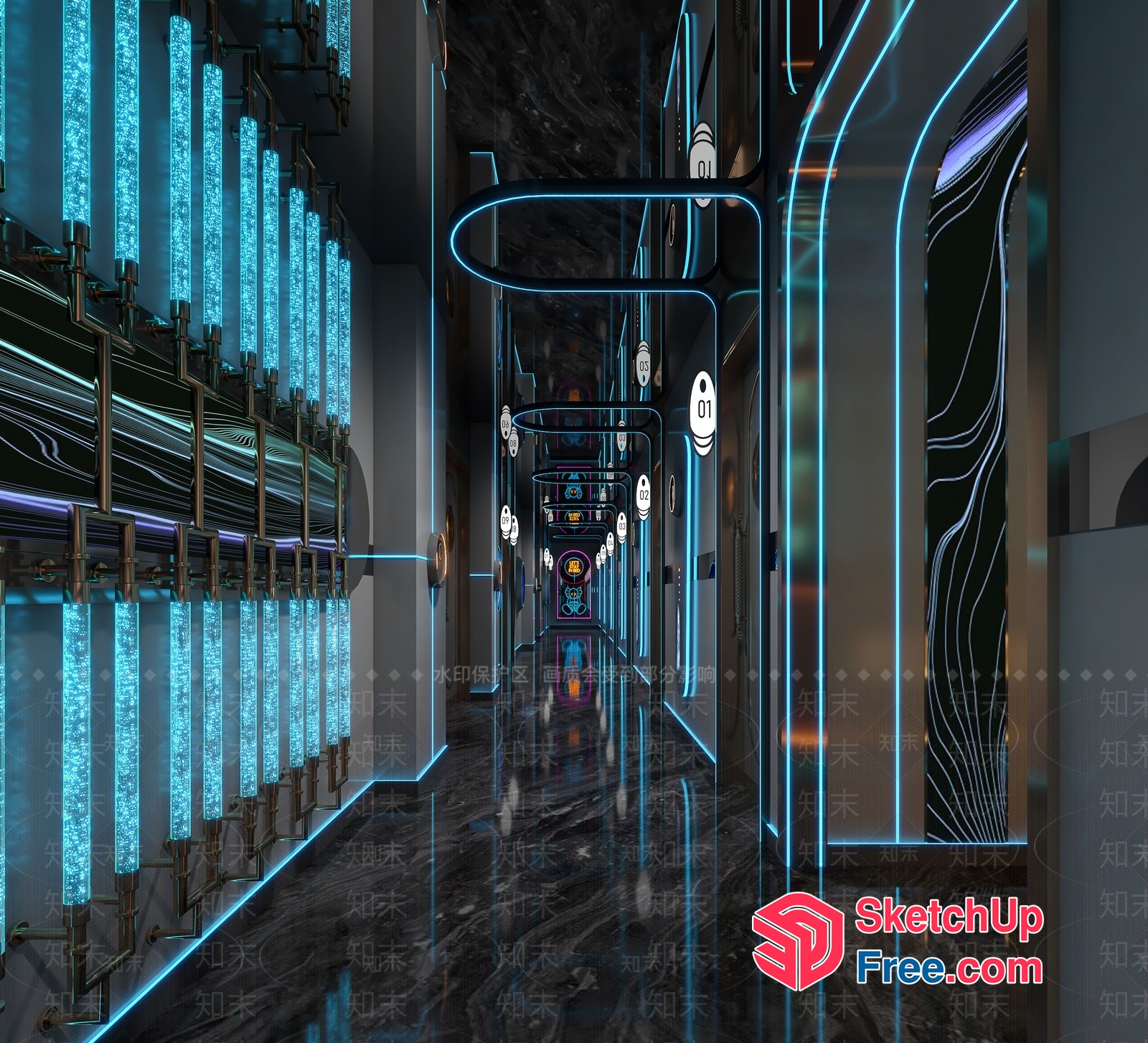 Futuristic Modern Office Interior Design 3D SketchUp File