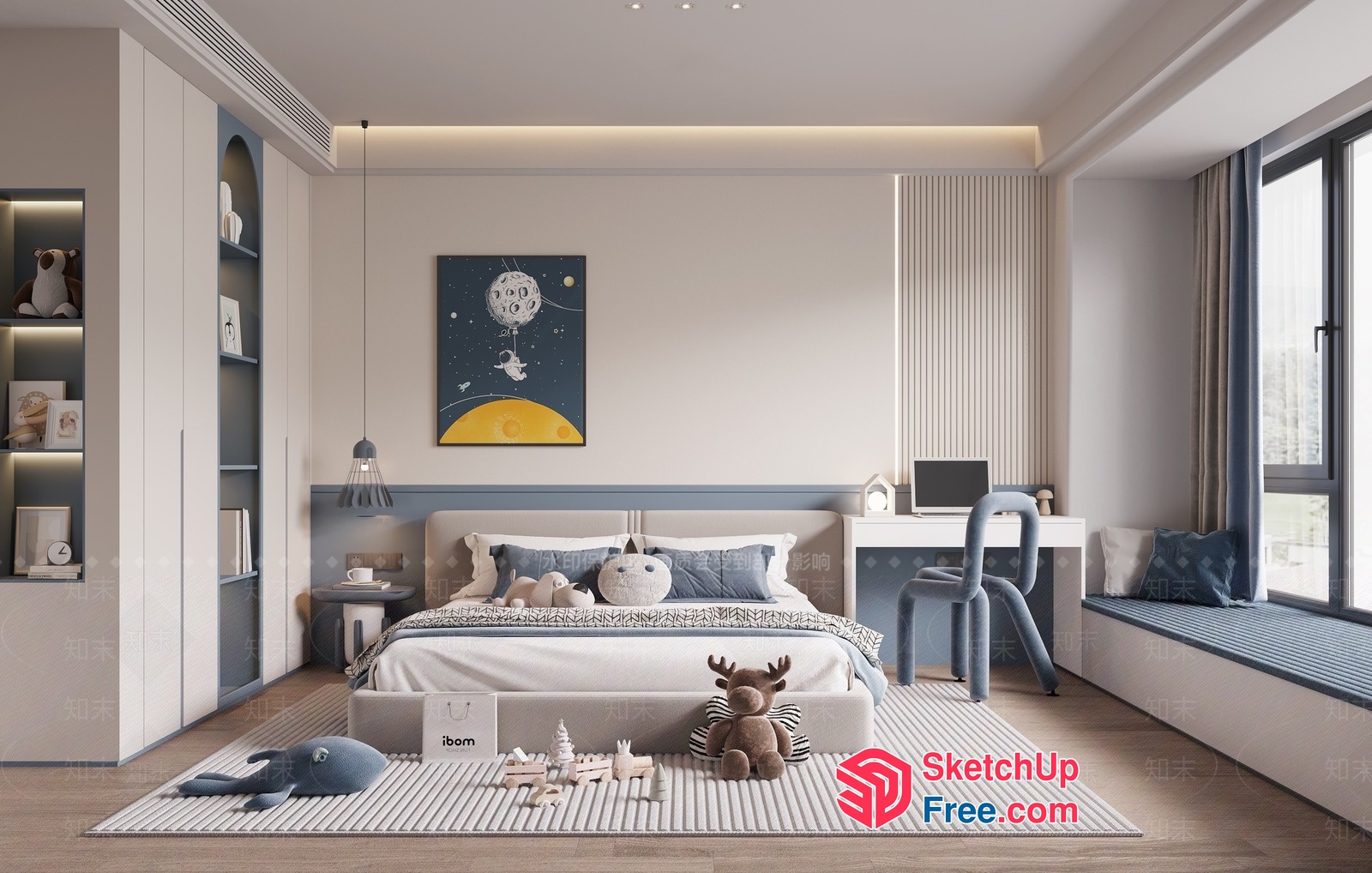 Modern Minimalist Children'S Bedroom Design 3D SketchUp File