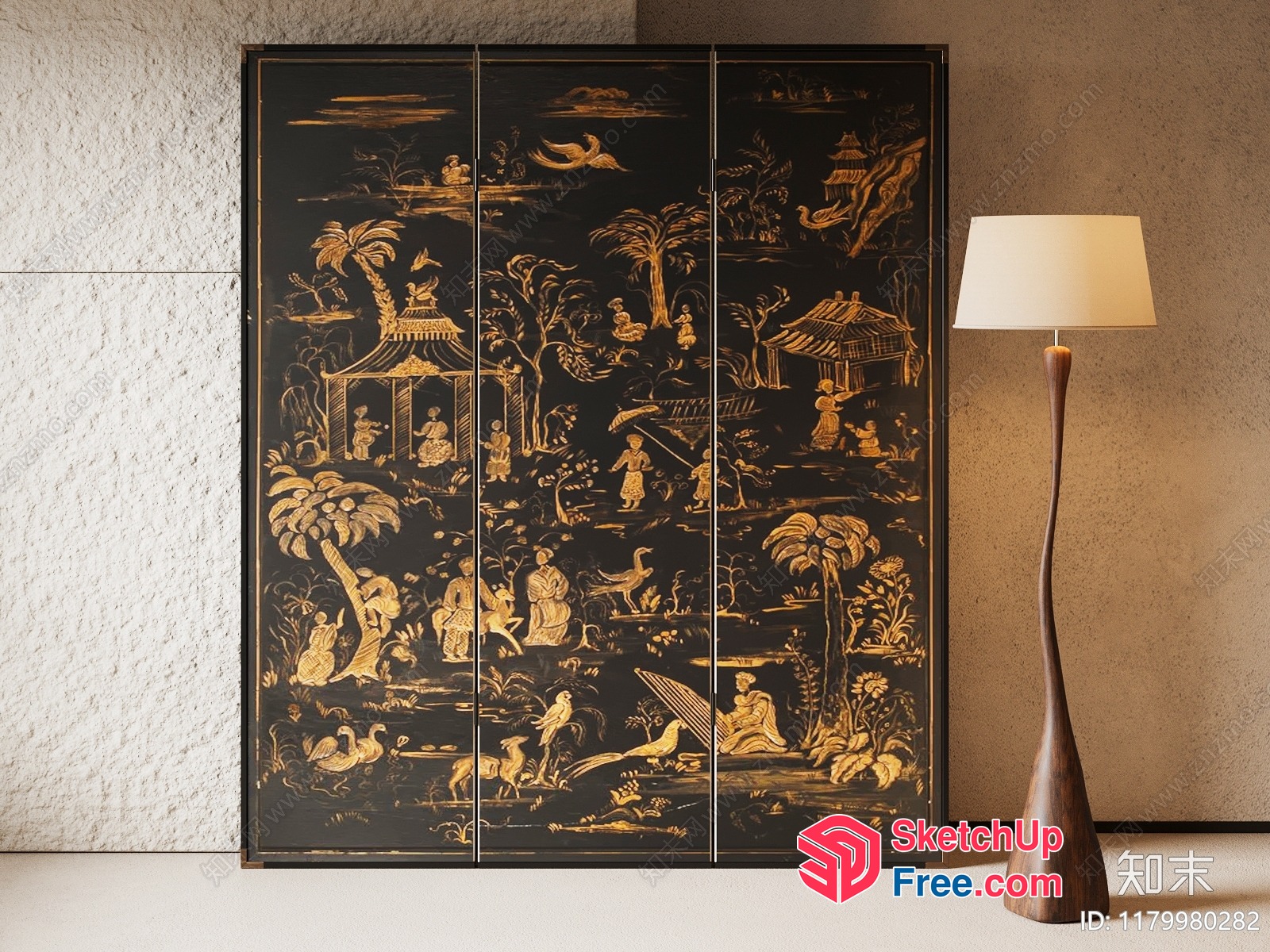 Exotic Oriental Scene With People And Animals 3D SketchUp File