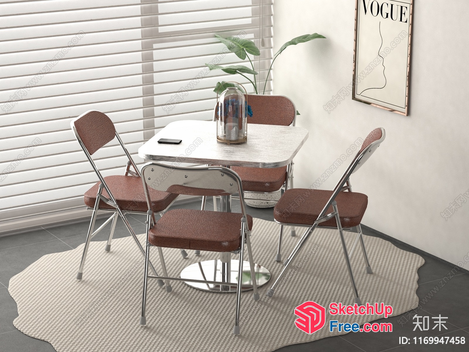A Modern And Cozy Dining Area With A Stylish Table And Chairs 3D SketchUp File