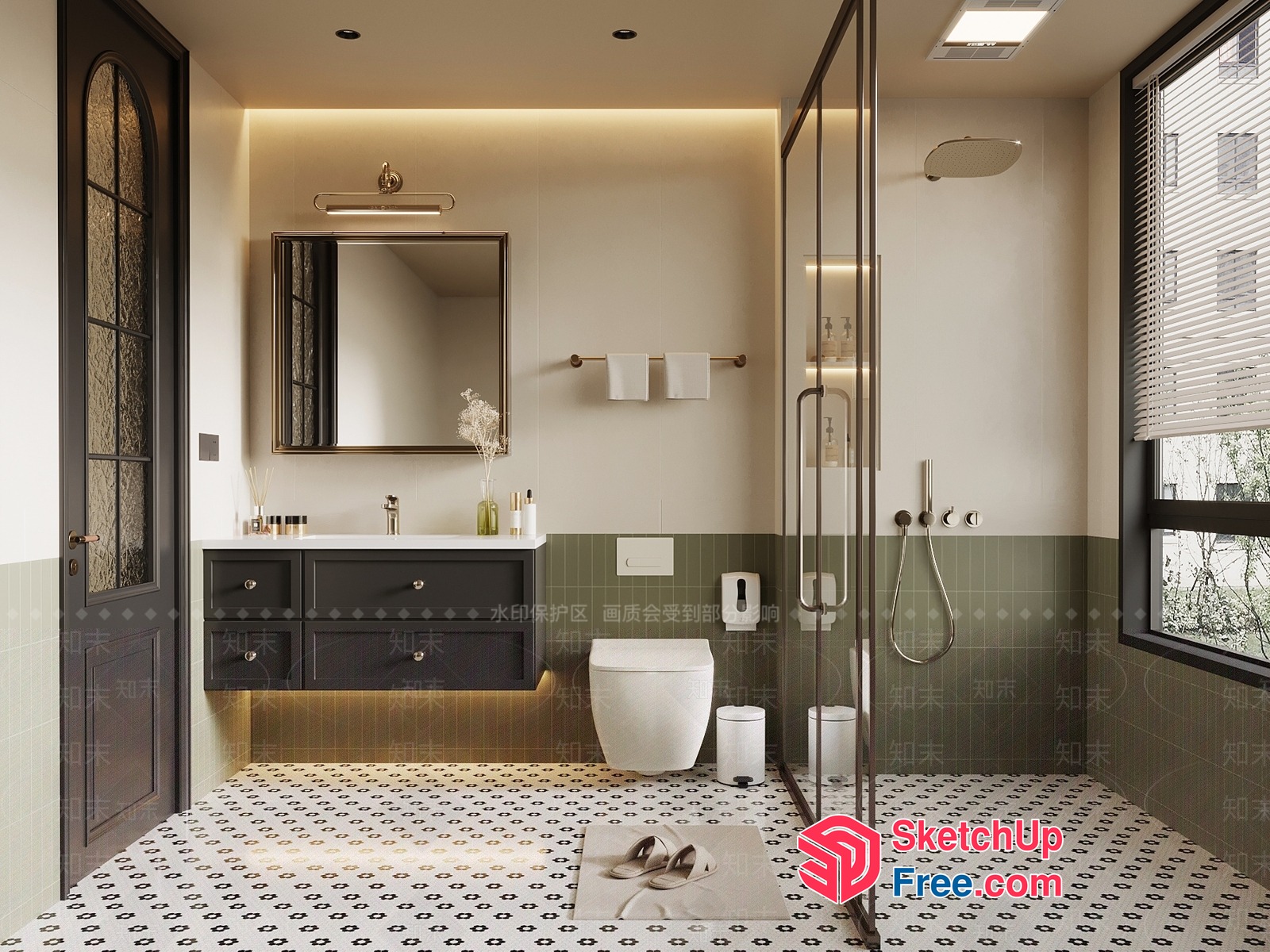 Modern Bathroom With Elegant Fixtures And Decor 3D SketchUp File