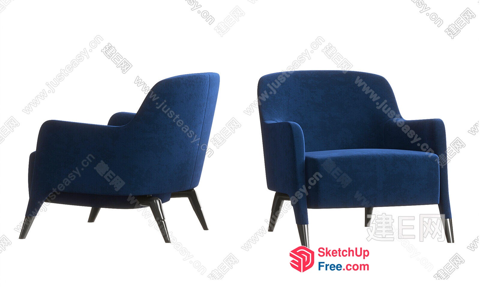 Blue Velvet Armchair Collection 3D SketchUp File