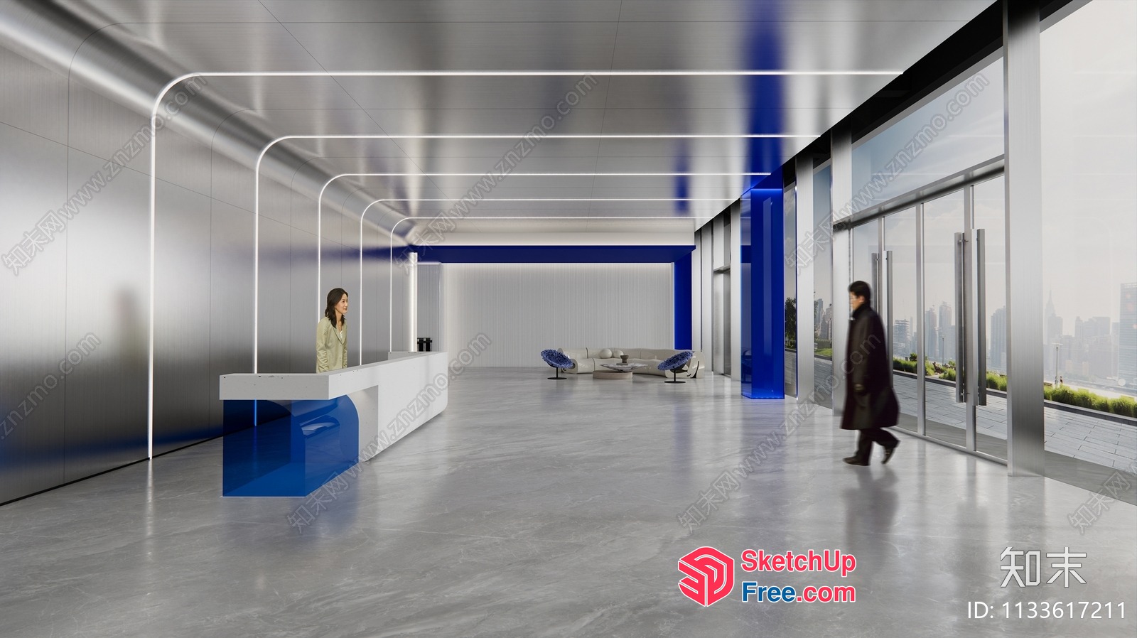 Modern Minimalist Office Interior Design 3D SketchUp File