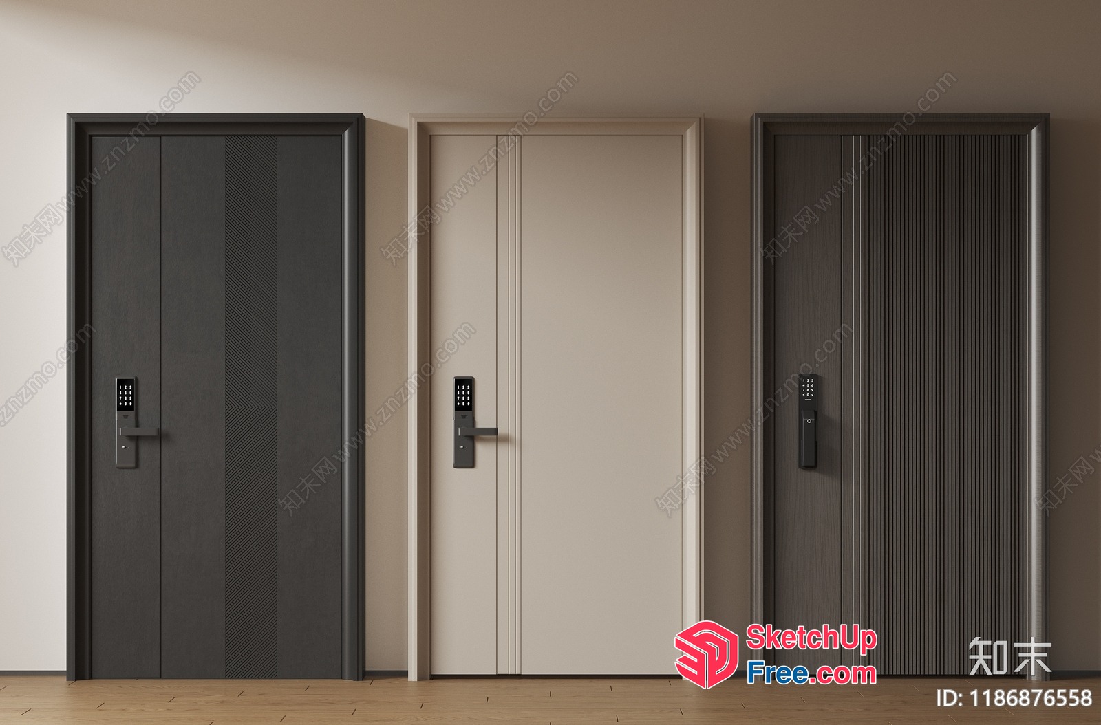 Modern Elevator Doors With Digital Locks 3D SketchUp File