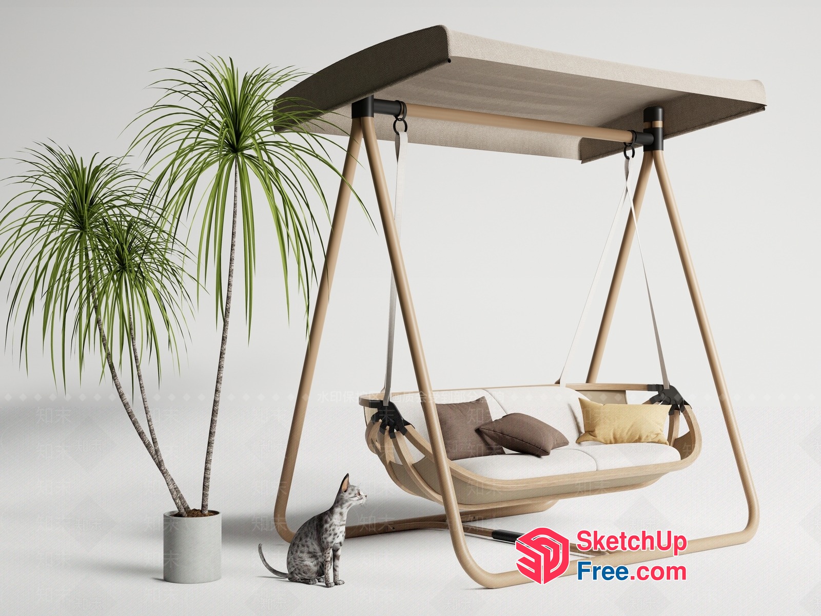 Relaxing Outdoor Swing With Cushions And Canopy 3D SketchUp File