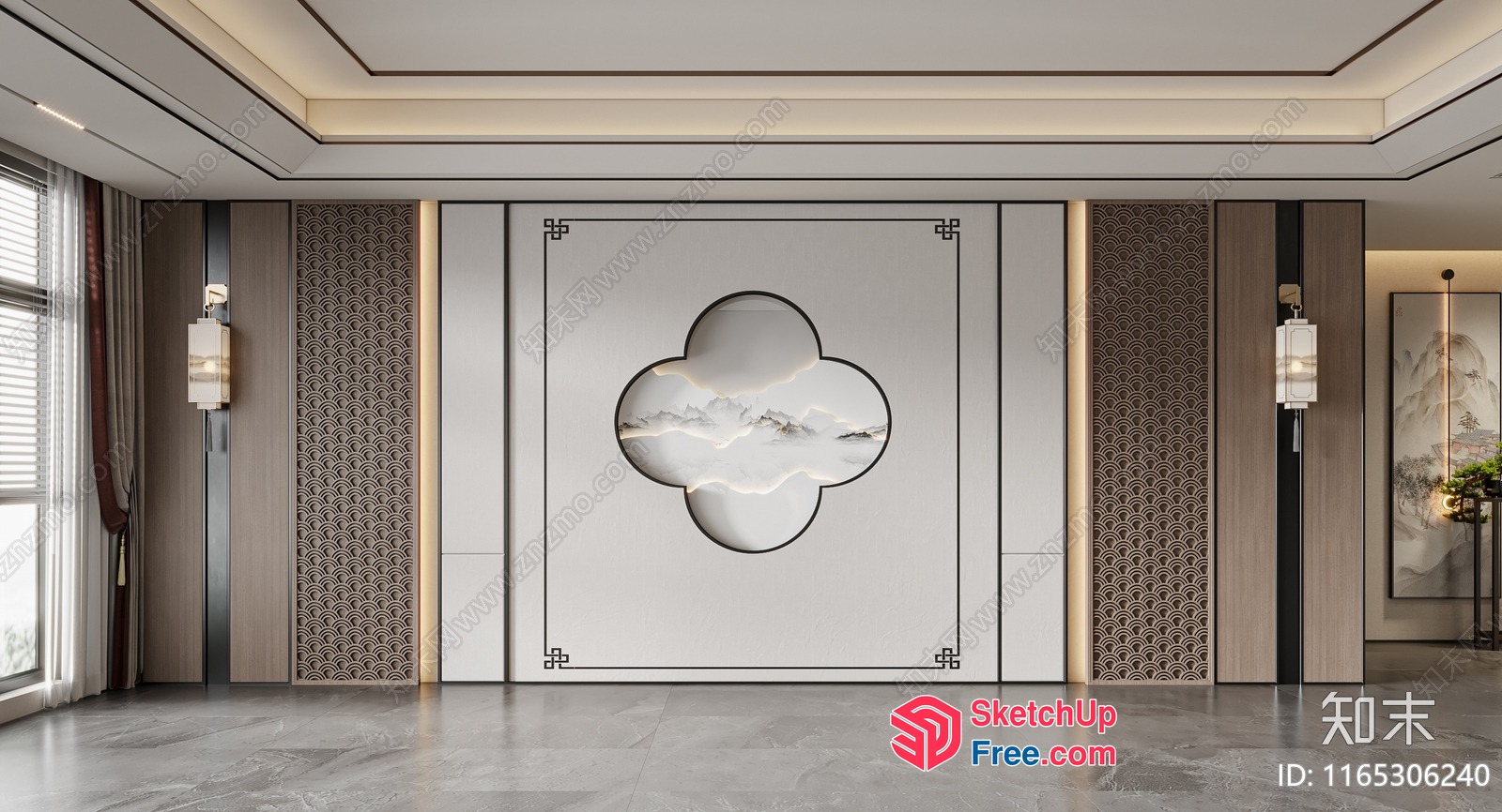Modern Chinese-Inspired Interior Design 3D SketchUp File