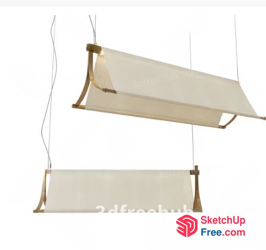 Long Rectangular Light Fixture With Suspended Cords 3D SketchUp File