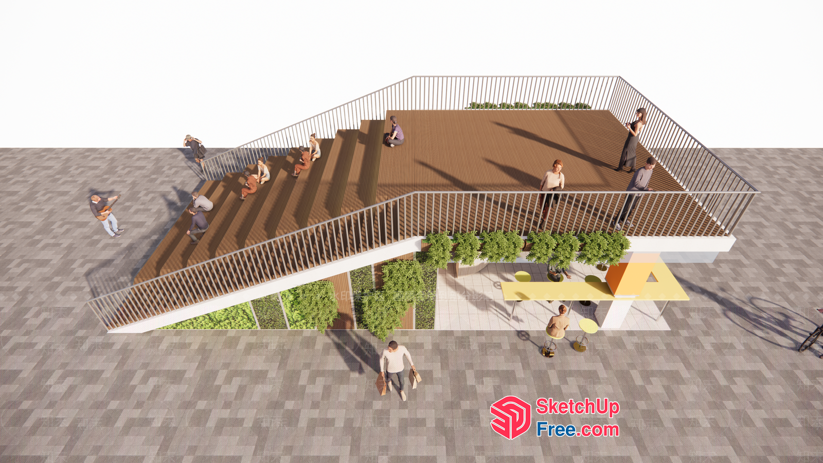 Rooftop Staircase And Balcony 3D SketchUp File