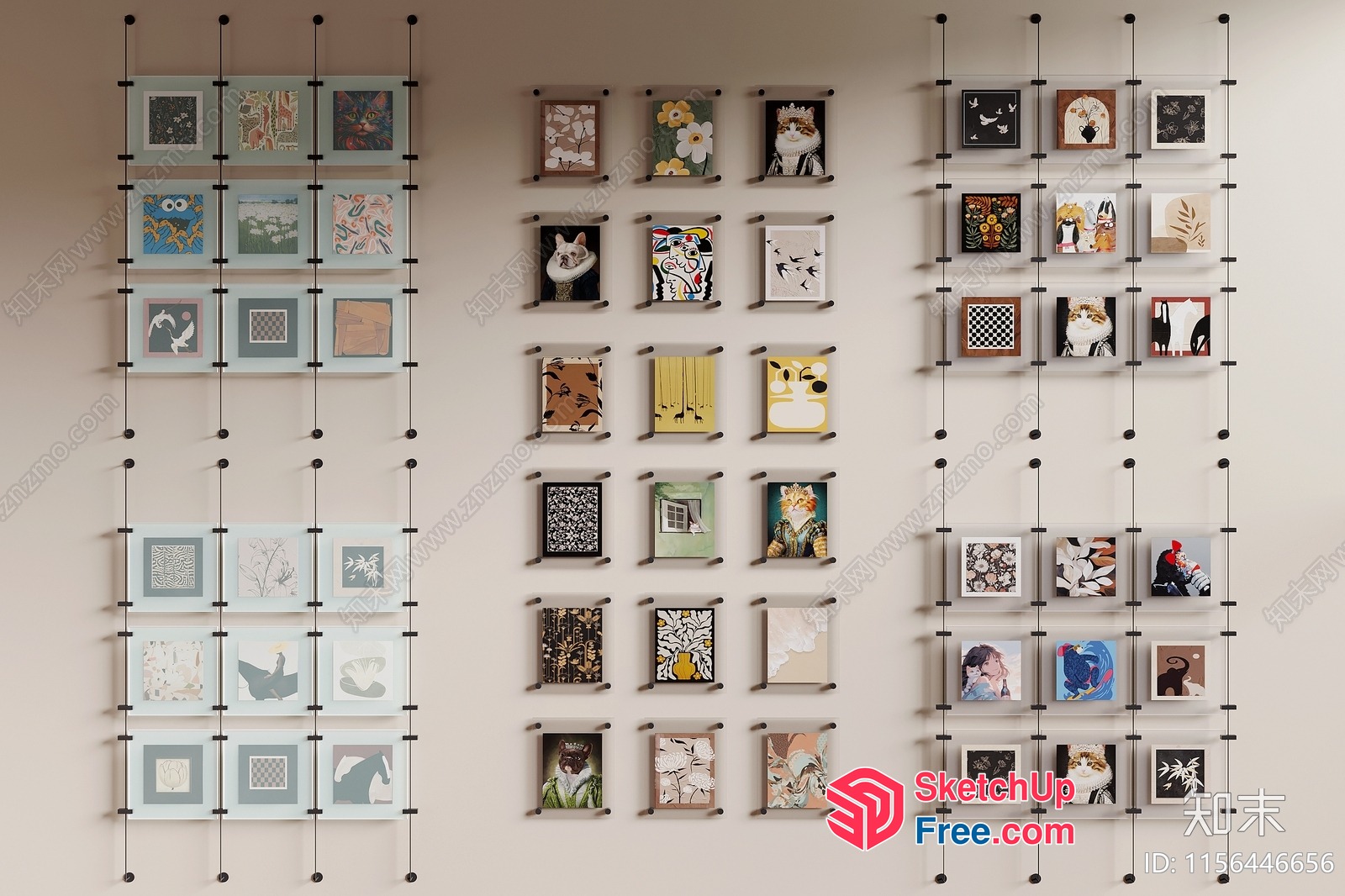 Colorful Animal Pictures On A Wall 3D SketchUp File