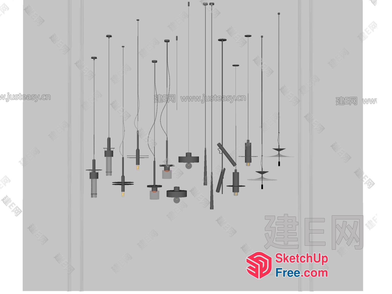 Elegant Hanging Lighting Fixtures Collection 3D SketchUp File