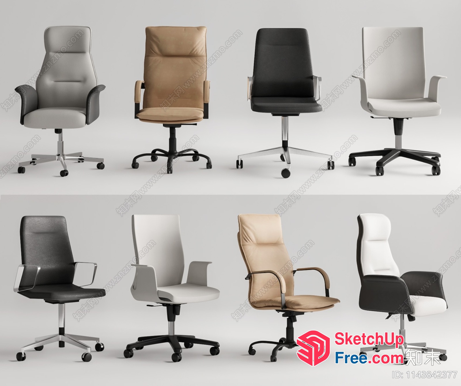 Office Chairs In Various Styles And Colors 3D SketchUp File
