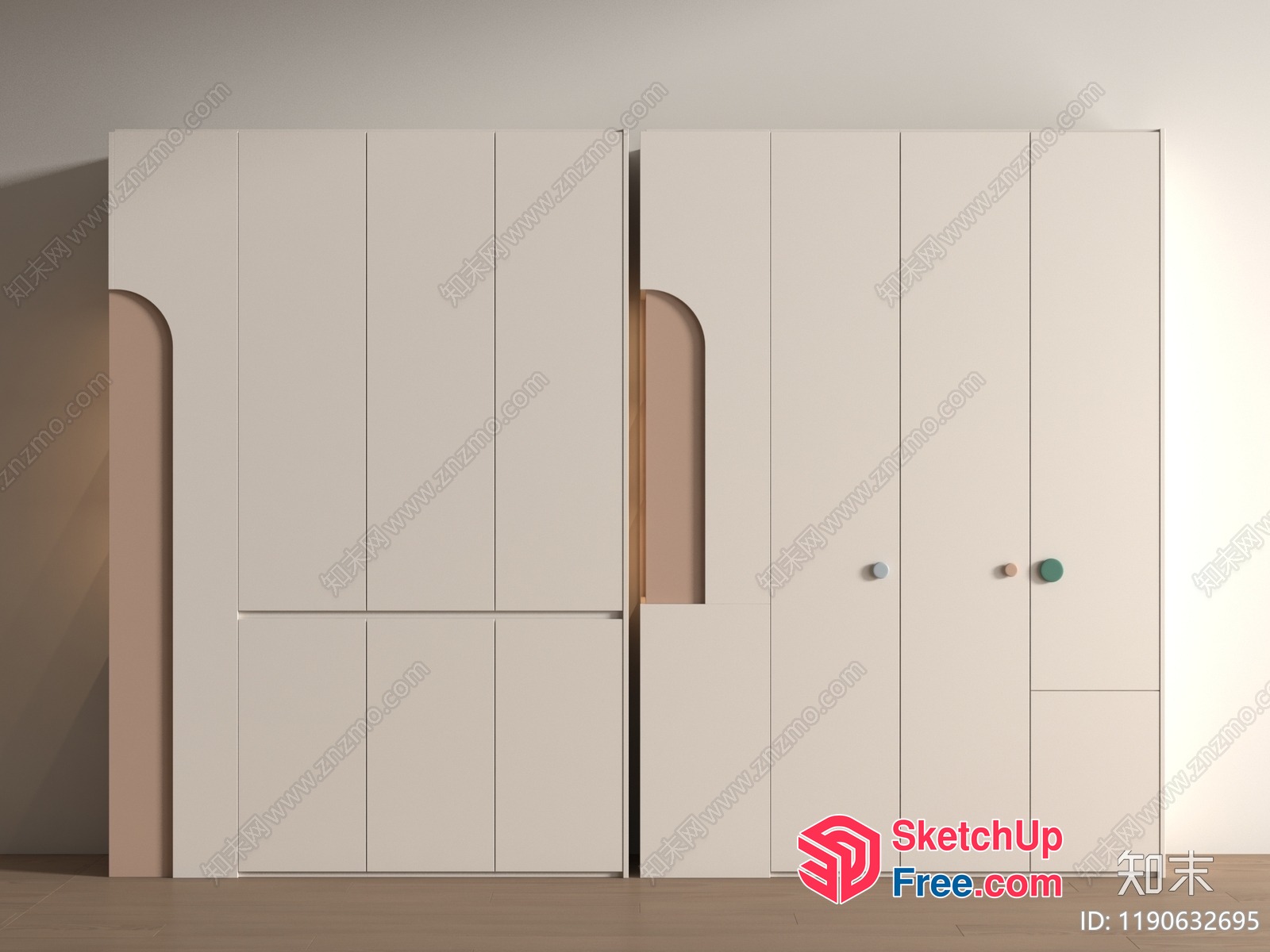 Minimalist Style White Door And Cabinet Set 3D SketchUp File