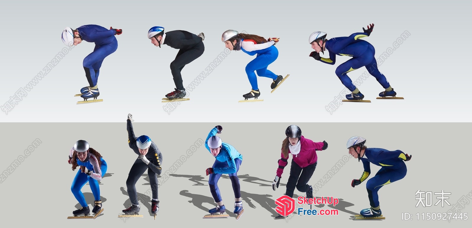 Speed Skaters In Various Positions 3D SketchUp File