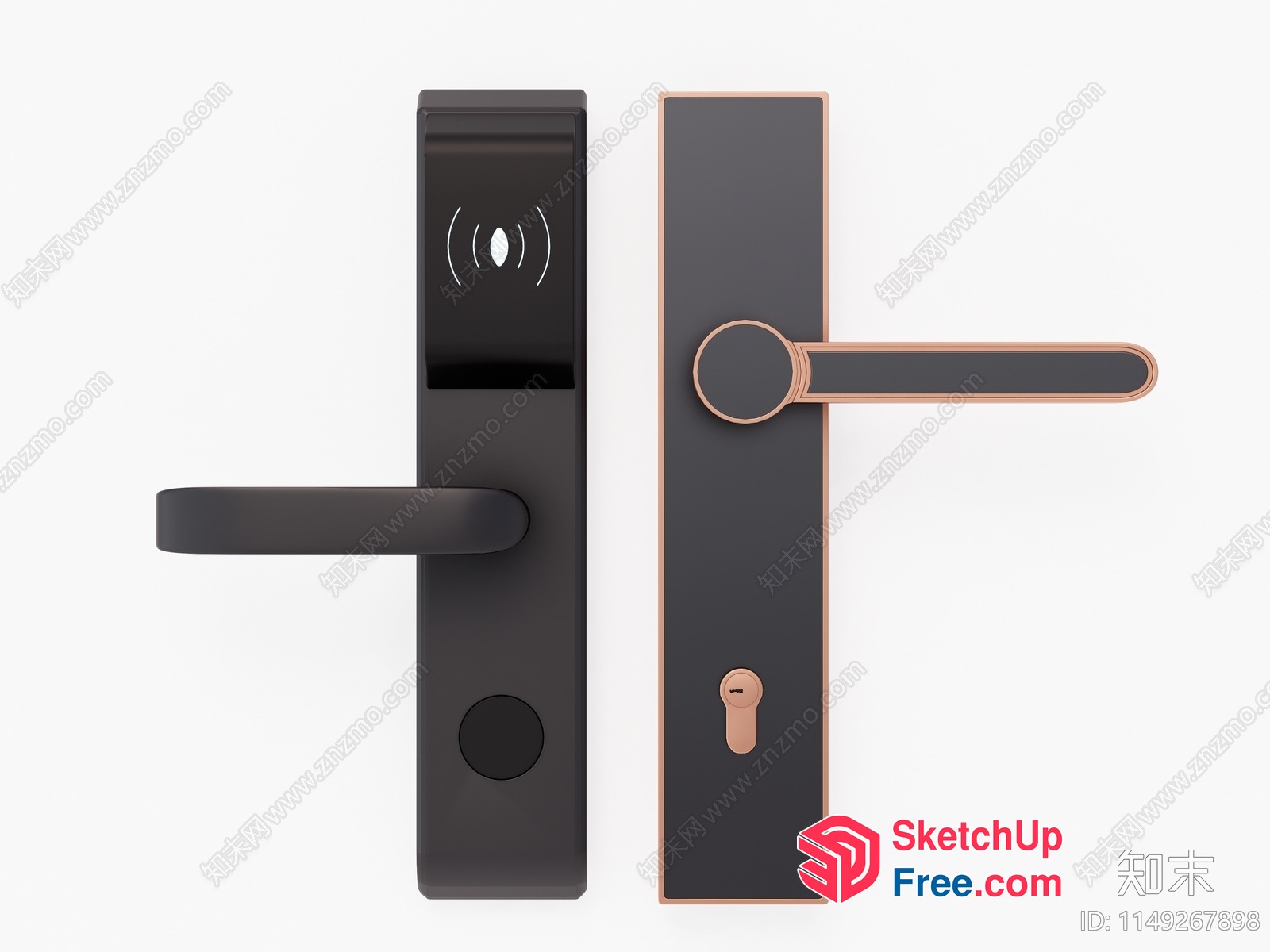 Modern Black Door With Rose Gold Accents 3D SketchUp File