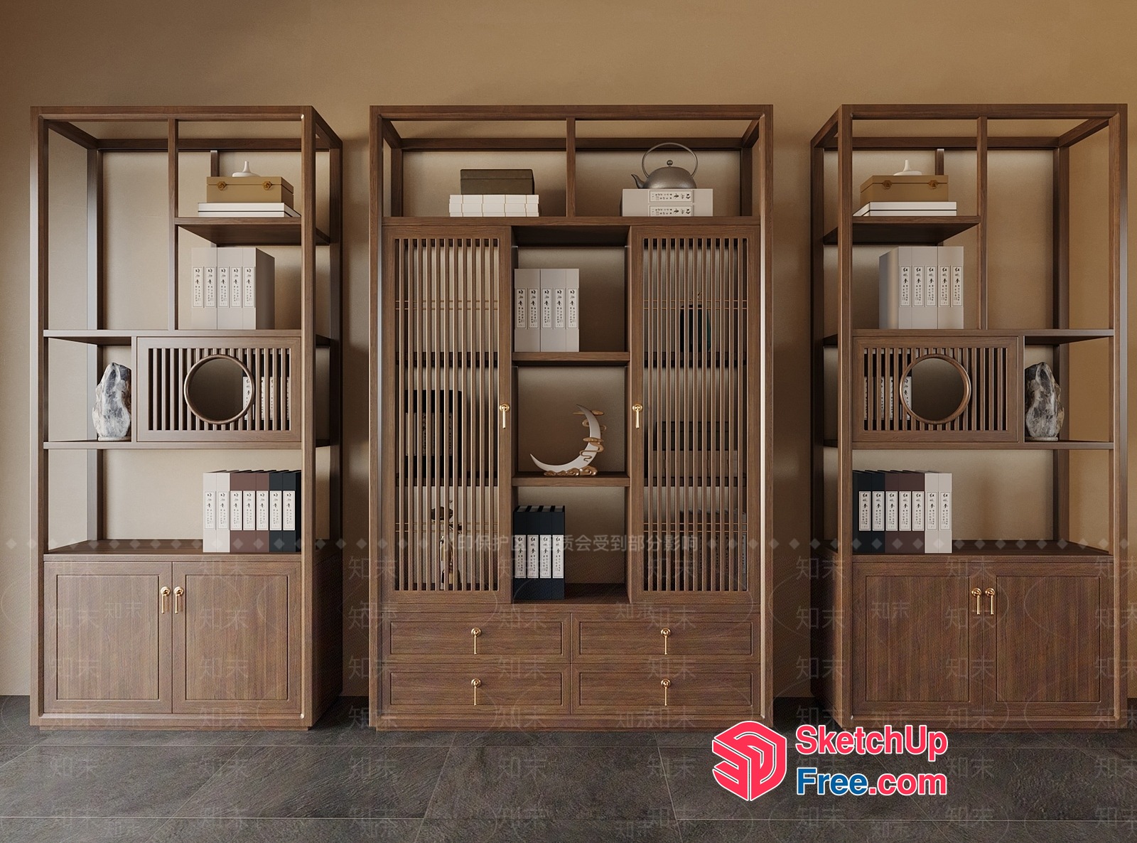 Modern Bookcase With Storage Units 3D SketchUp File