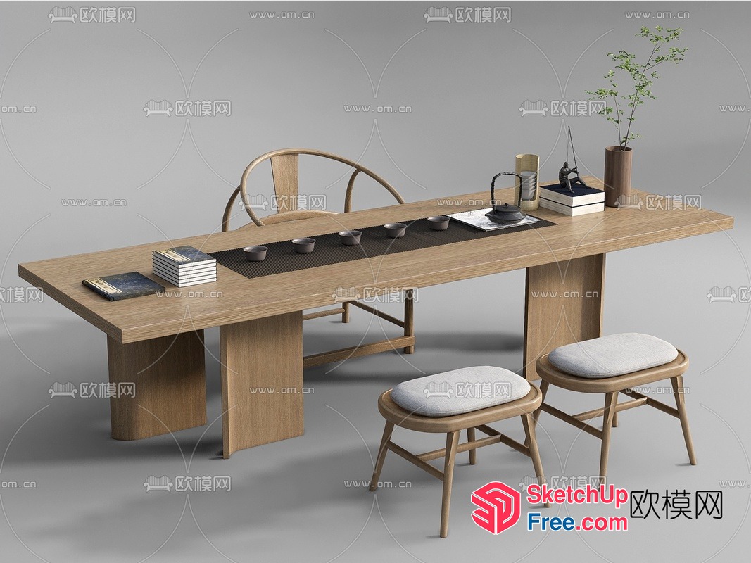 Elegant And Sophisticated Asian-Inspired Living Room 3D SketchUp File