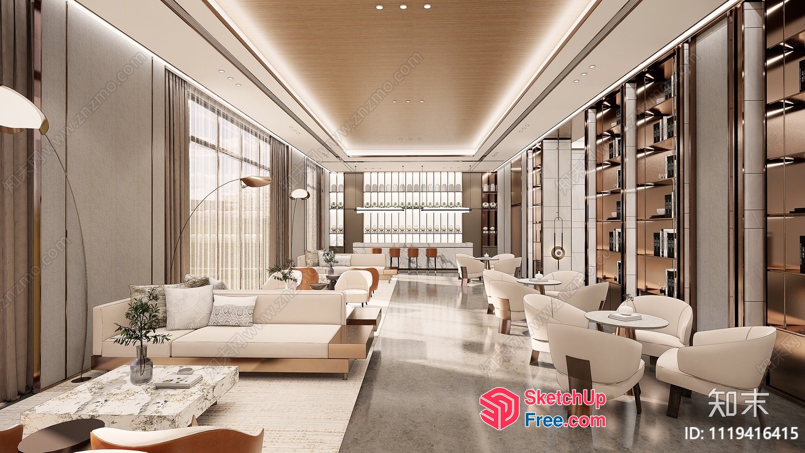Modern Minimalist Living Room With Sleek Furniture And Natural Light 3D SketchUp File