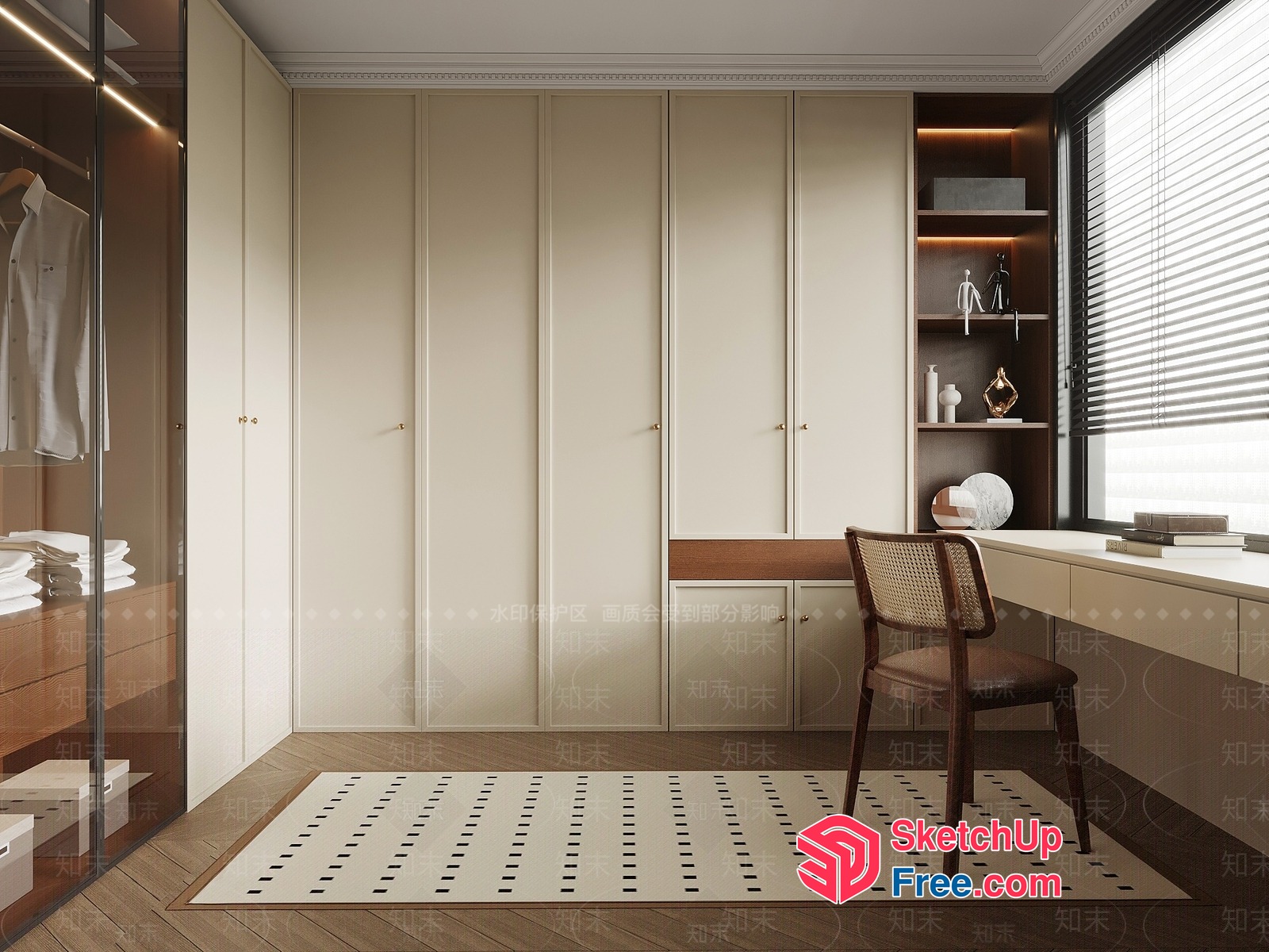 Elegant Minimalist Study Room With Modern Furniture And Decor 3D SketchUp File