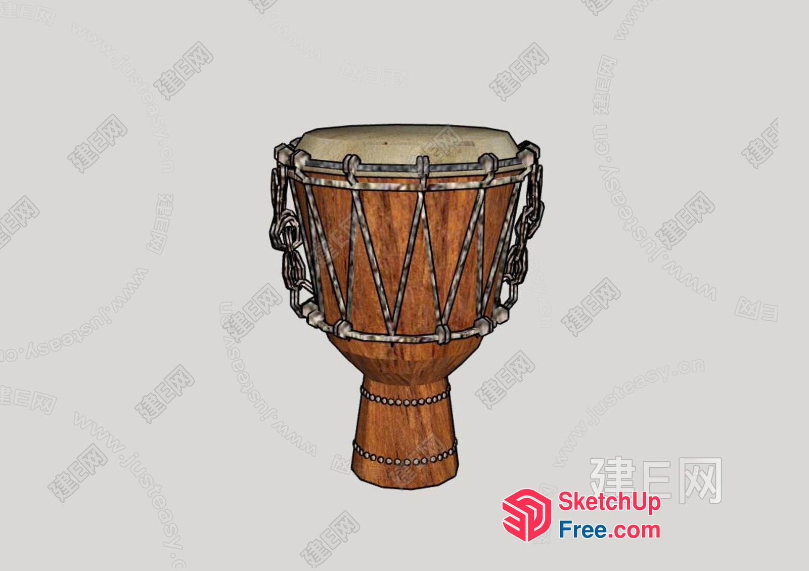 Traditional African Drum With Intricate Carvings 3D SketchUp File