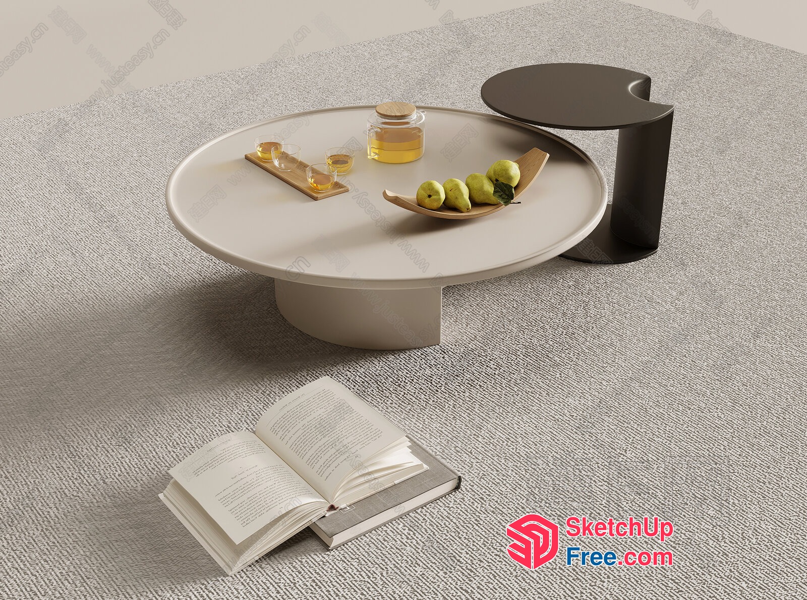 Modern Minimalist Coffee Table And Stool Arrangement 3D SketchUp File