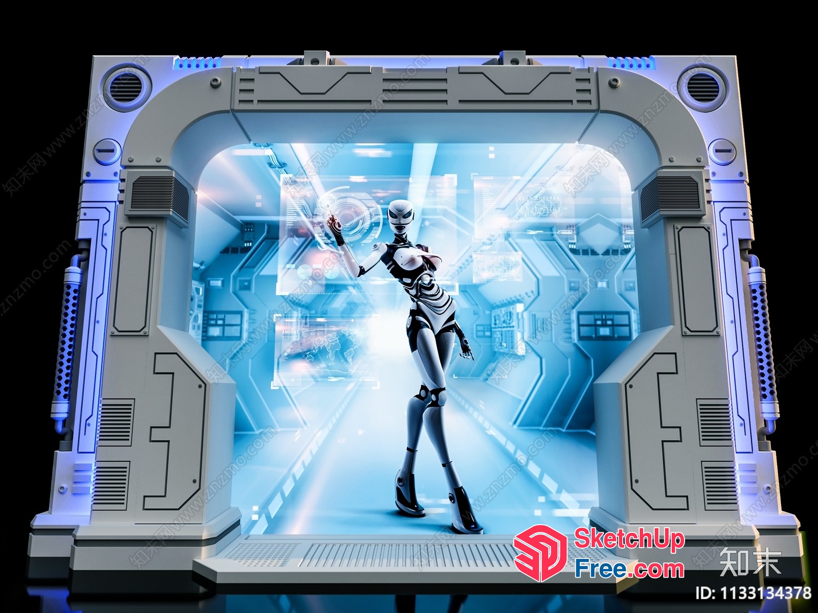 Futuristic Robot In A High-Tech Room 3D SketchUp File