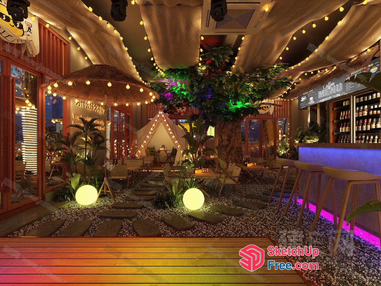 Tropical Oasis Bar Interior 3D SketchUp File