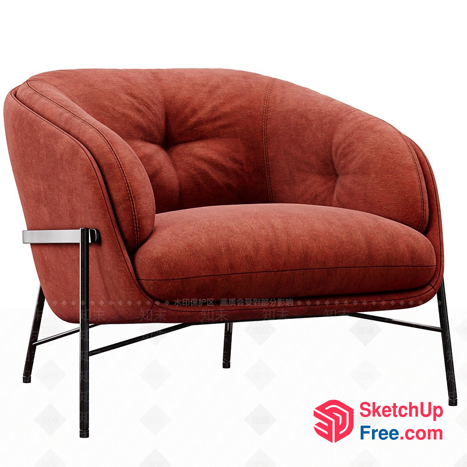 Elegant And Comfortable Red Armchair 3D SketchUp File