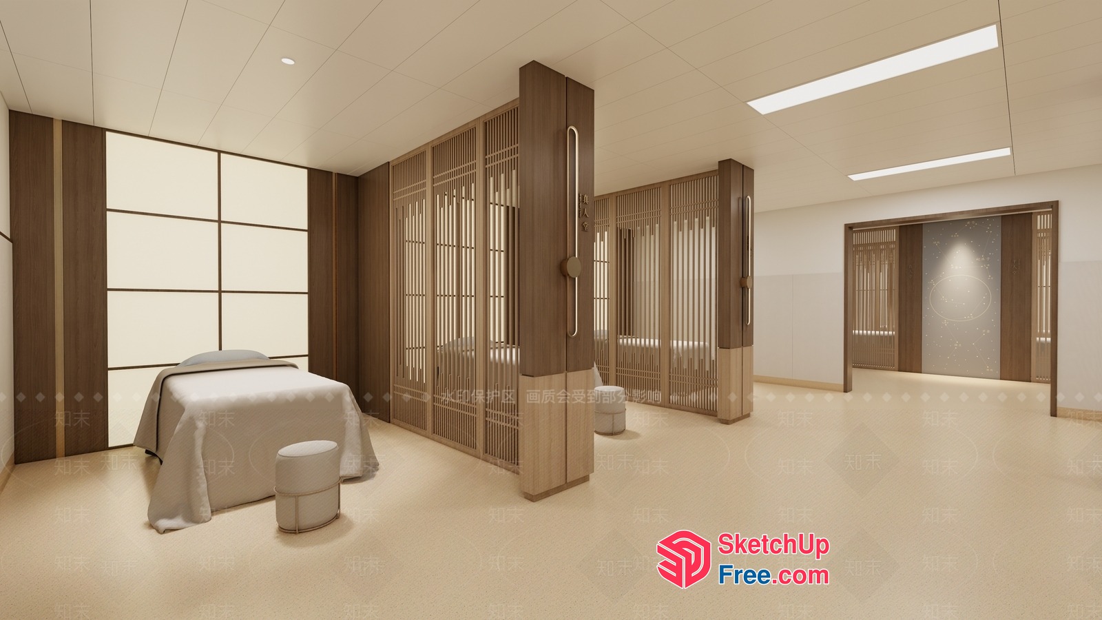 Minimalist Japanese Style Massage Room 3D SketchUp File