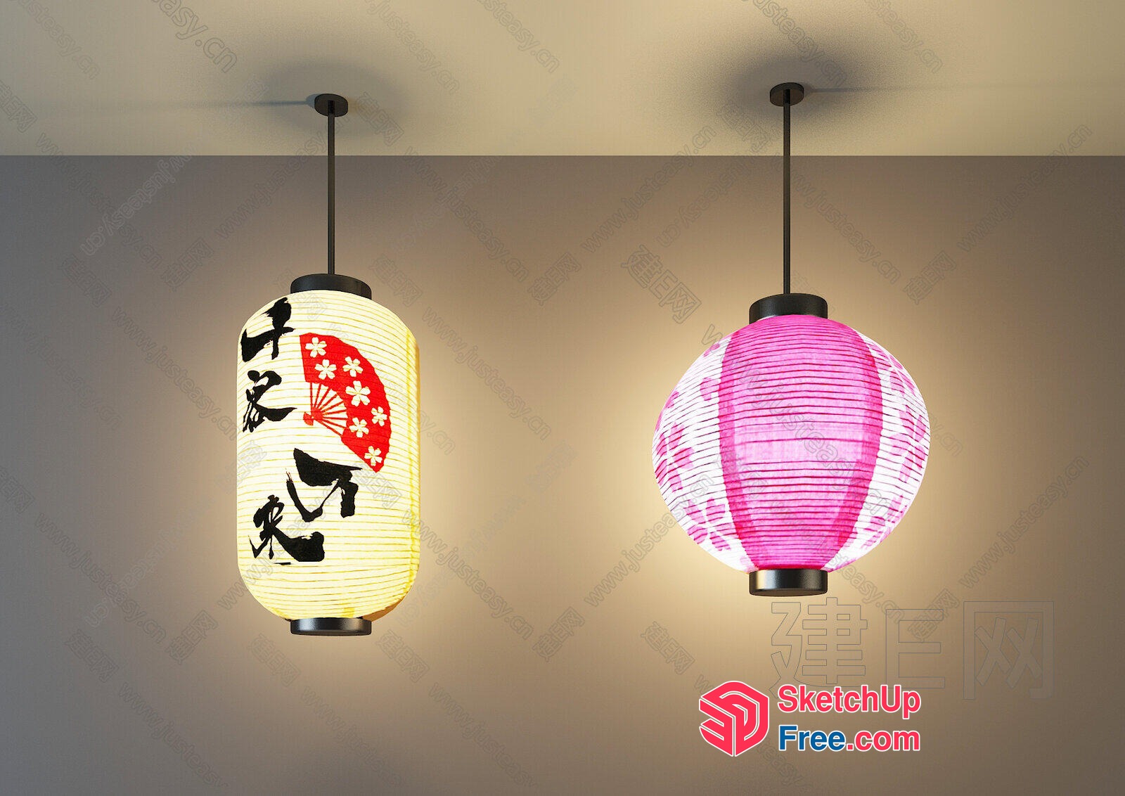 Traditional Japanese Lanterns With Elegant Design 3D SketchUp File