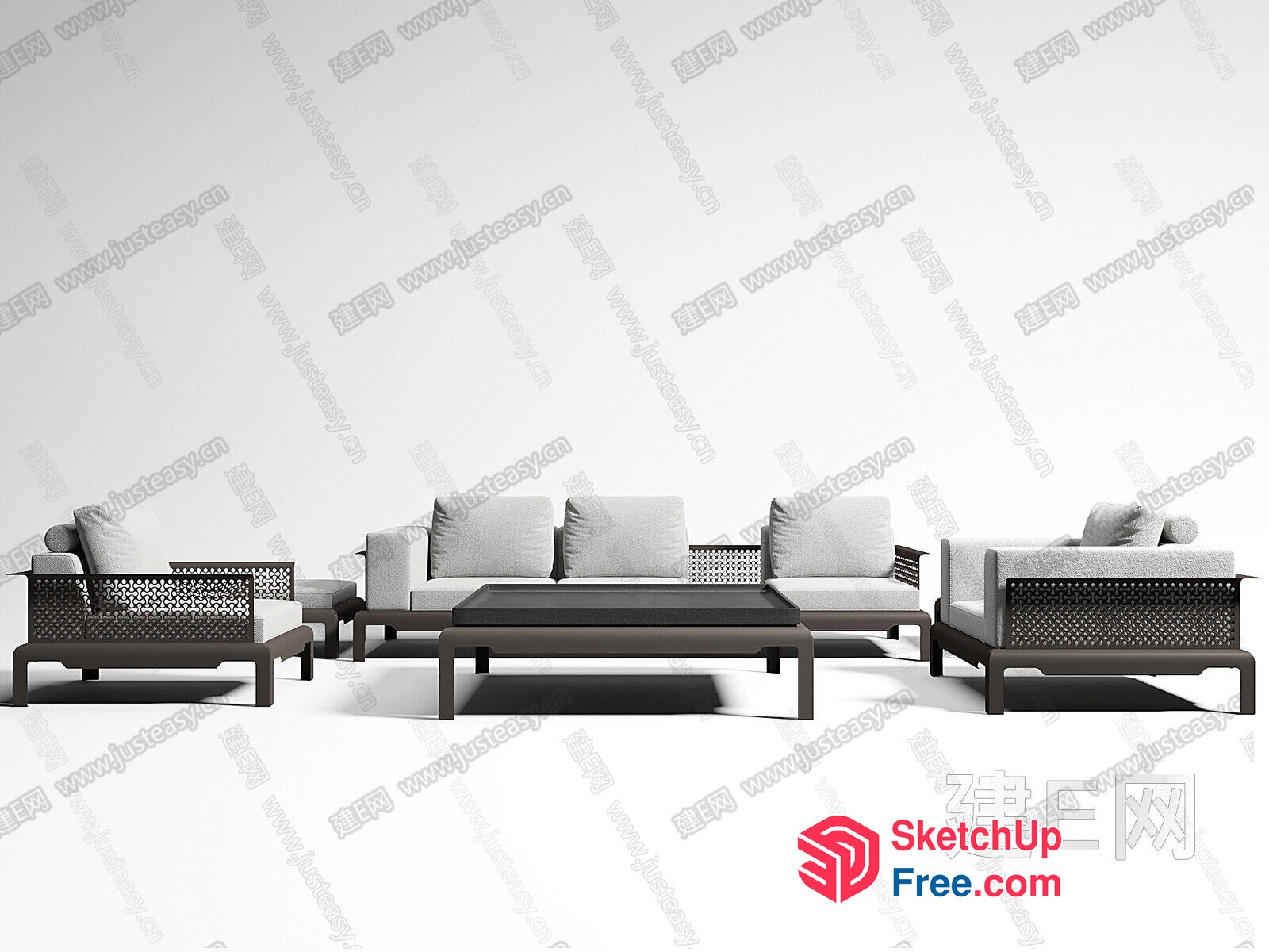 Elegant Modern Living Room Furniture Set 3D SketchUp File