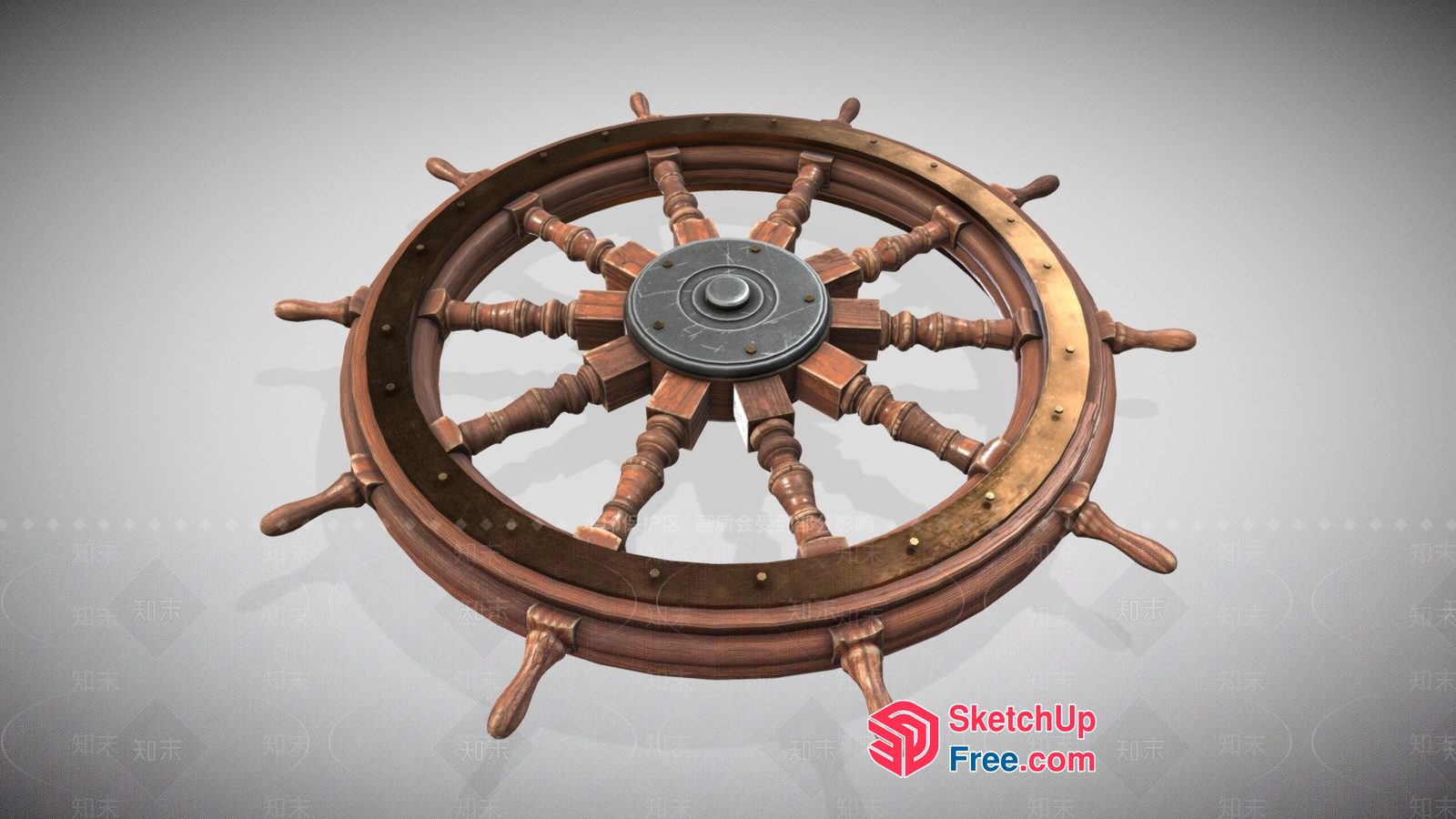 Vintage Wooden Ship Wheel 3D SketchUp File