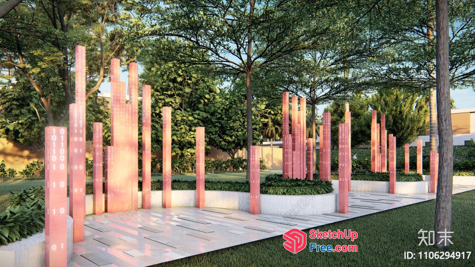 Pillars Of Light And Numbers 3D SketchUp File