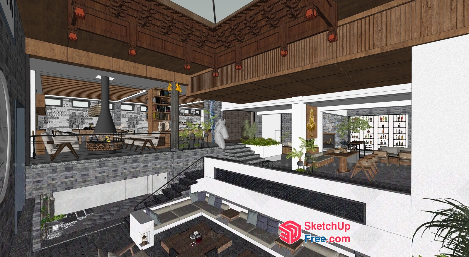 Luxurious Modern Asian-Inspired Villa Interior 3D SketchUp File